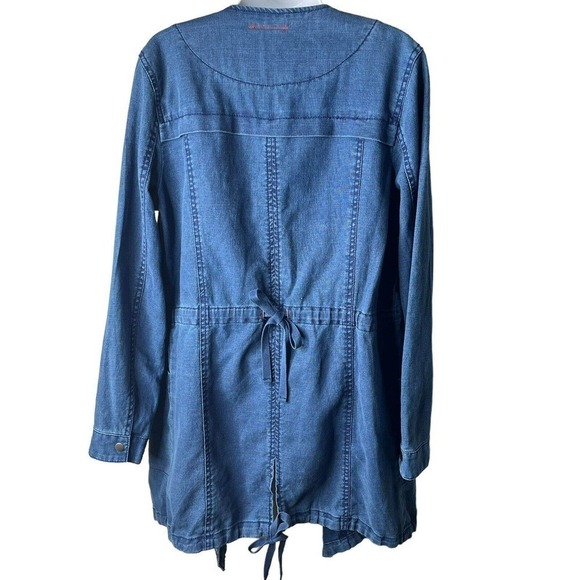 Anthropologie Hei Hei Open Jacket S/M High Plains Chambray Linen Blend Oversized - Picture 7 of 10